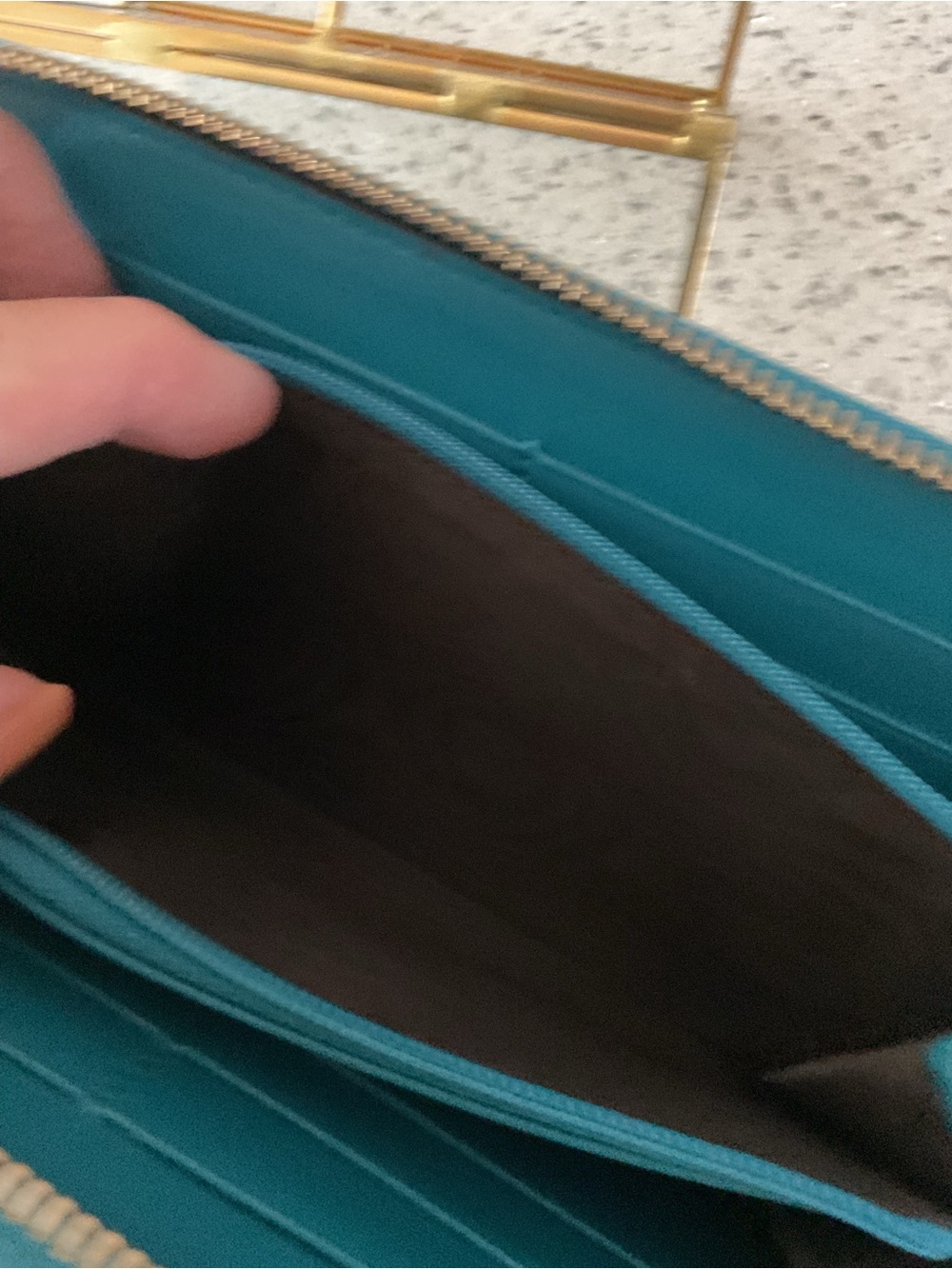 Gucci Guccissima Zip Around Teal Wallet - Picture 4 of 15